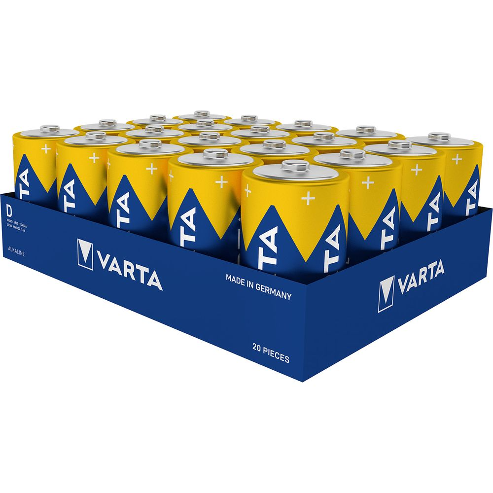 Varta D Batterien in einer blauen 20er Packung.