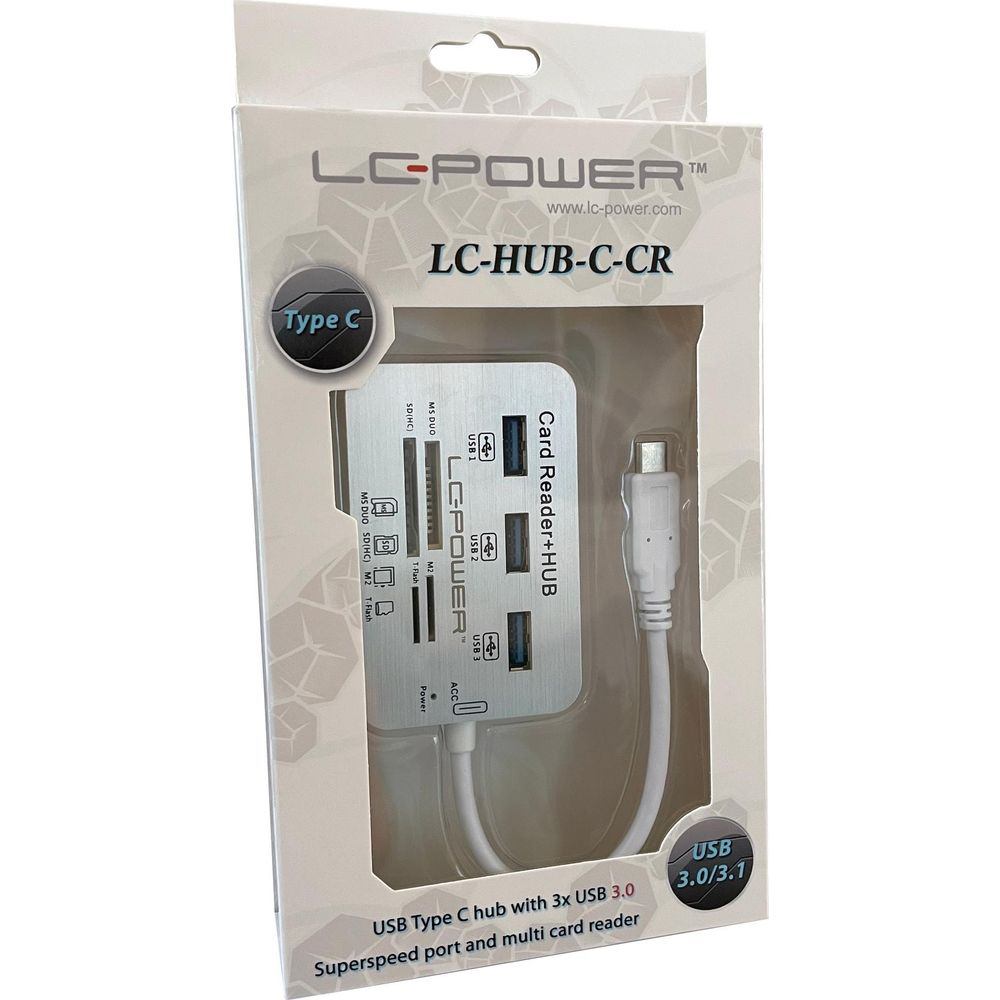 Hub USB-C LC-Power con lettore di schede, 3 porte USB 3.0.