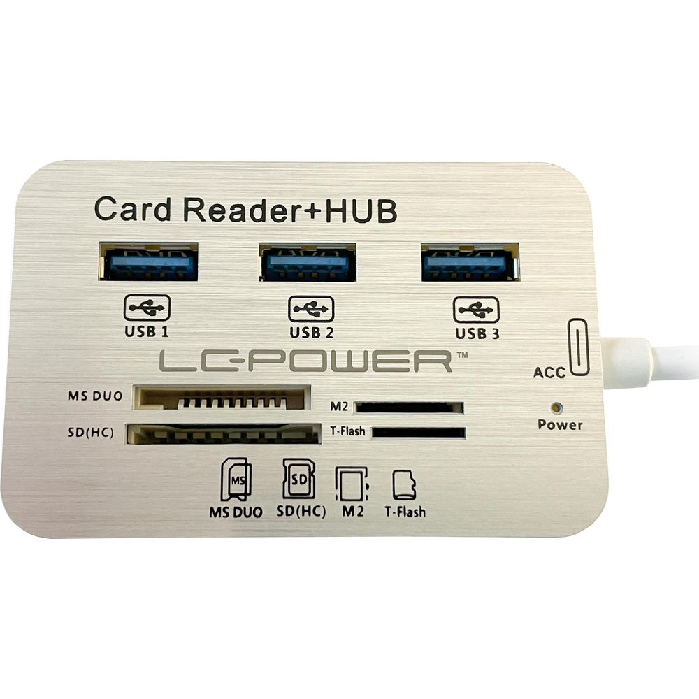 Lettore di schede/HUB dorato con 3 porte USB, slot SD, MS DUO, M2 e T-Flash.