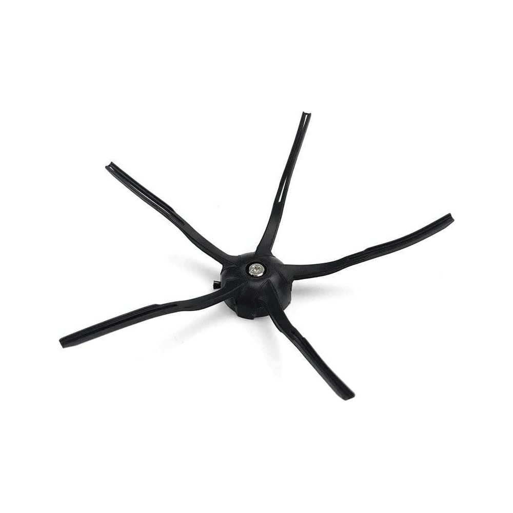 Czarny nasadki szczotki bocznej do robota sprzątającego z sześcioma ramionami.