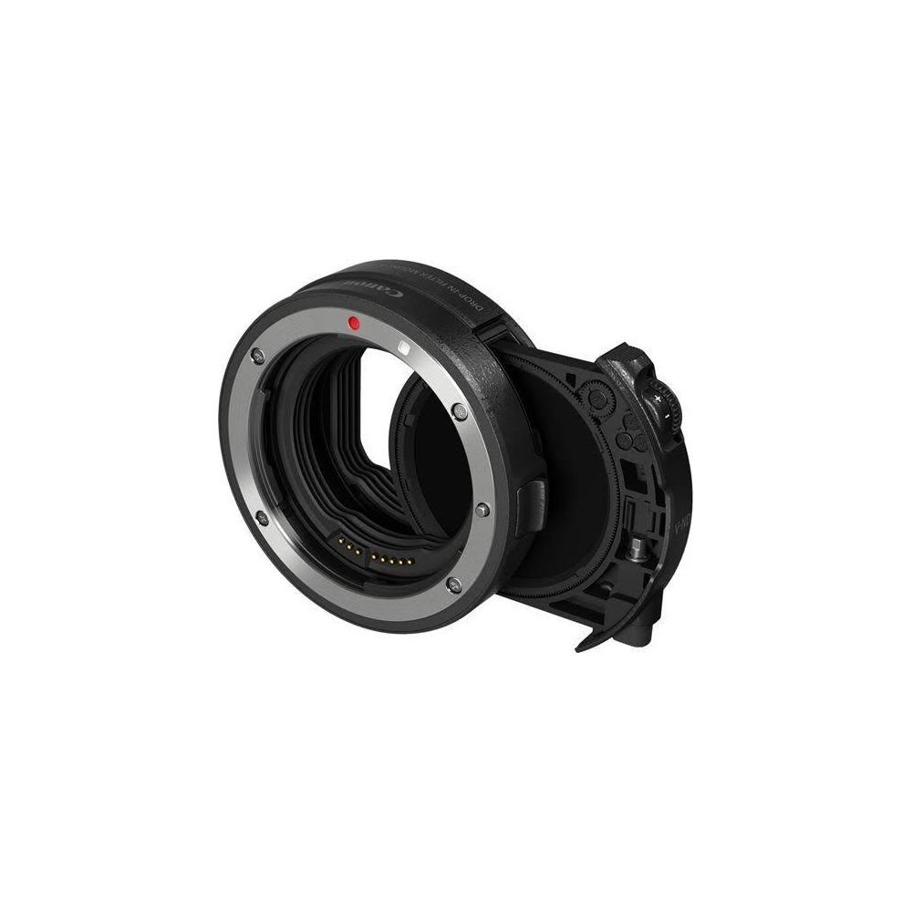 Czarny adapter obiektywu z uchwytem filtra.