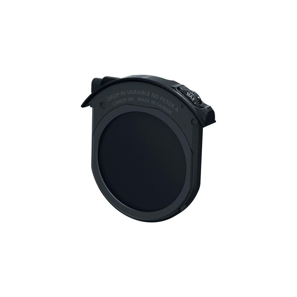 Czarny zmienny filtr ND Canon na białym tle.