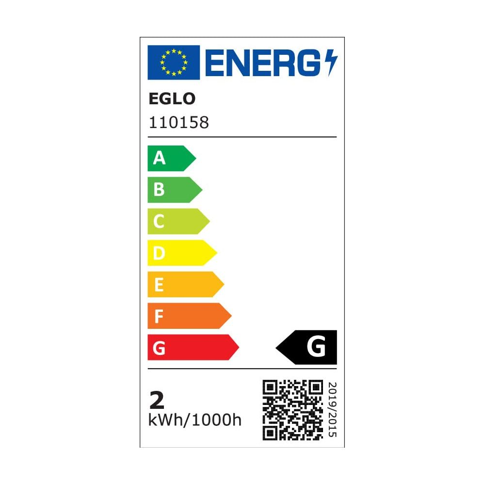 Étiquette énergétique pour EGLO, classe G, 2 kWh/1000h.