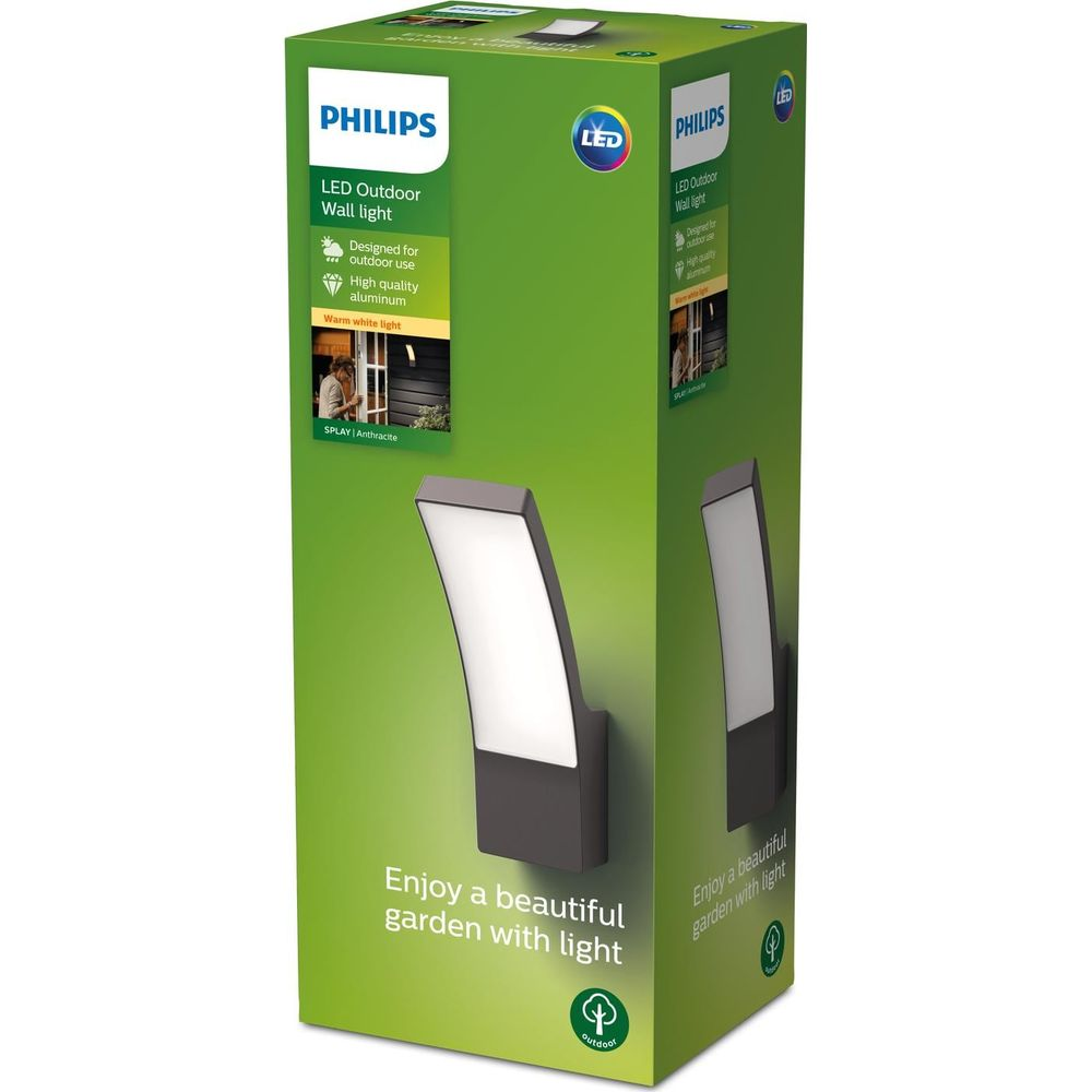 Philips LED Außenwandleuchte, Anthrazit, mit warmweißem Licht für Gärten.