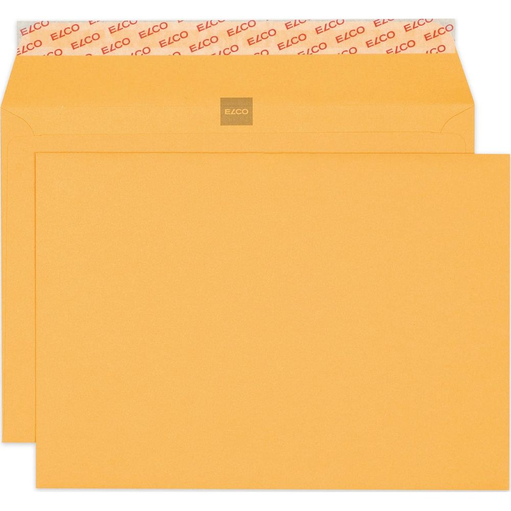 Zwei orangefarbene Umschläge, einer mit ELCO-Logo und wiederholtem Text.
