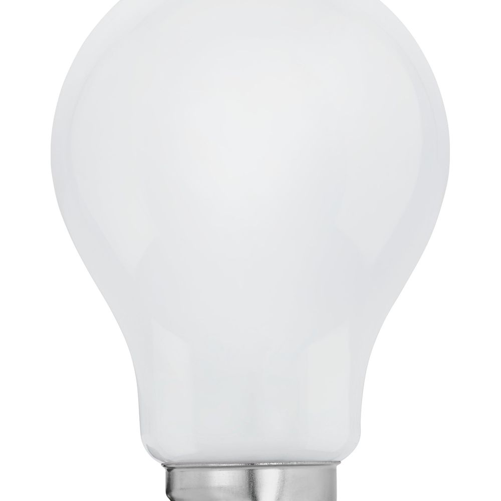 Une ampoule blanche avec culot argenté, isolée sur fond blanc.