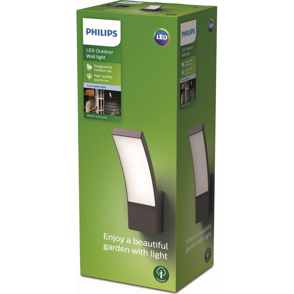 Philips LED Außenwandleuchte, Anthrazit, mit kühlweißem Licht.