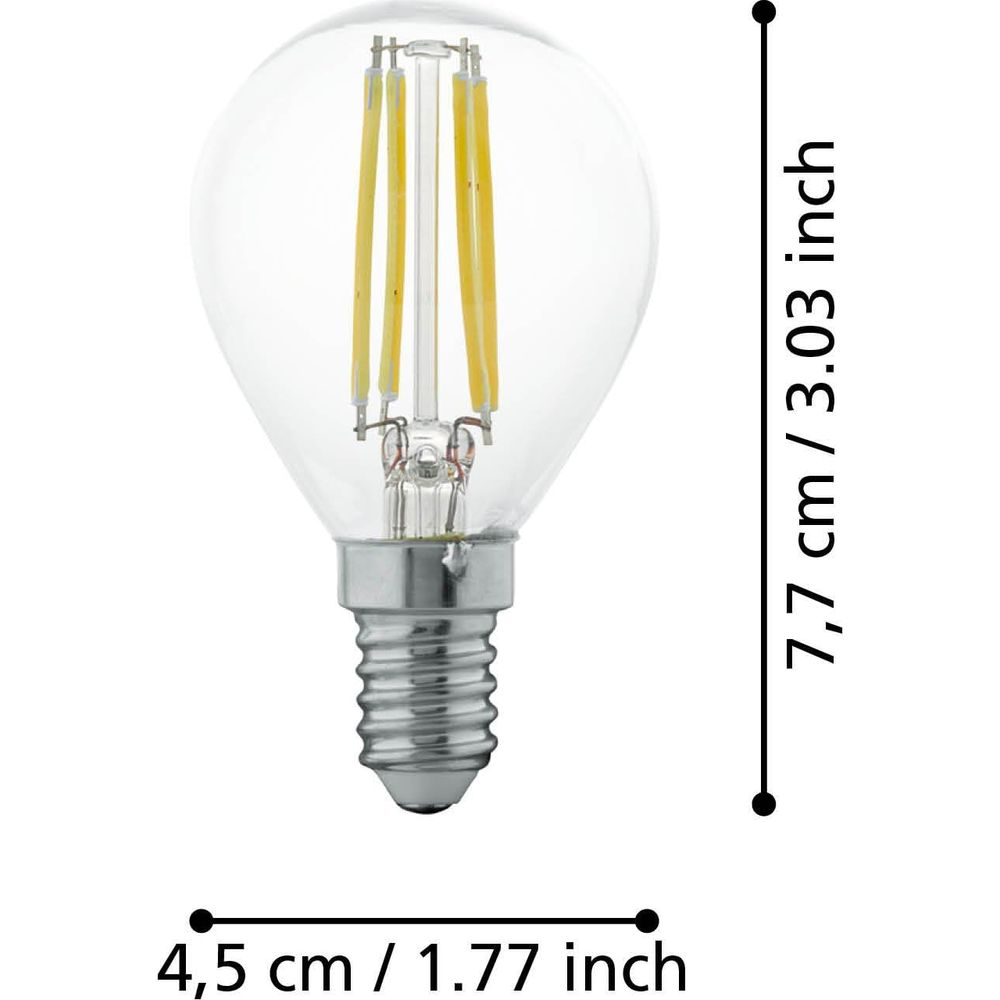 Une ampoule transparente à quatre filaments et culot à vis argenté.