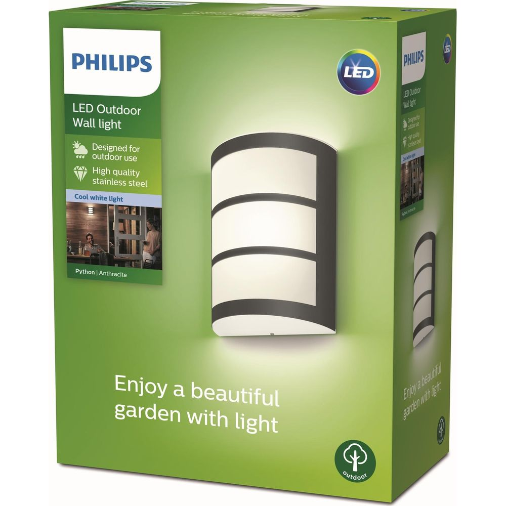 Philips LED Außenwandleuchte, Anthrazit, modern, für den Garten.