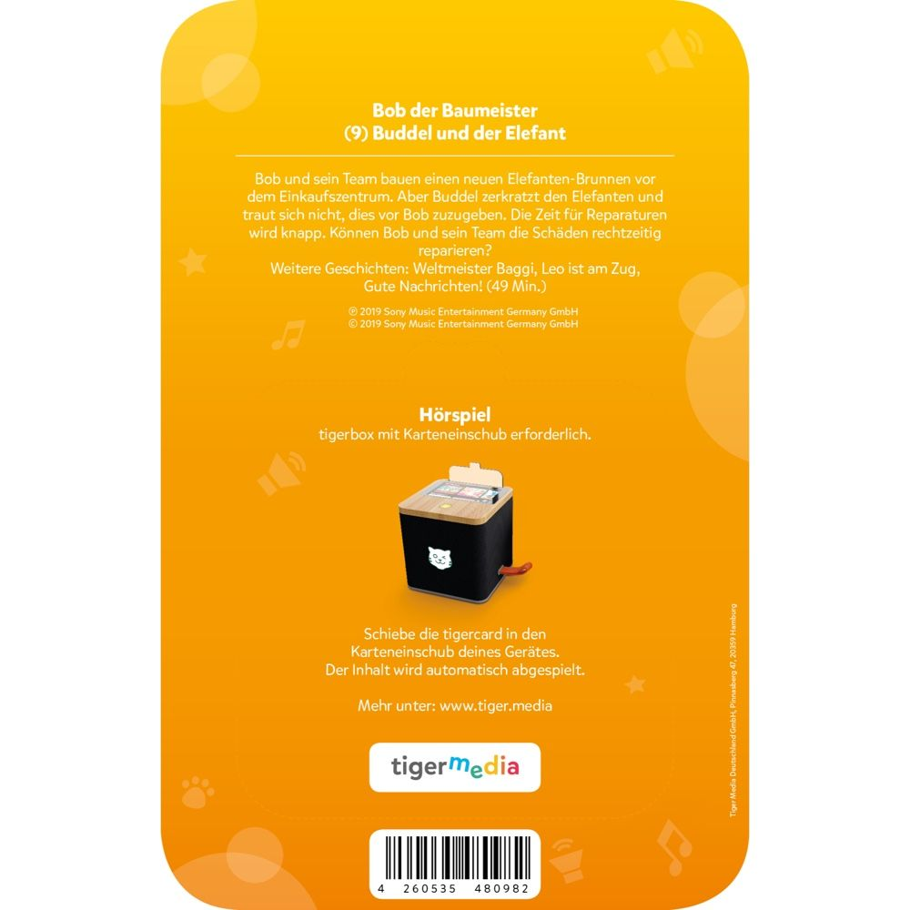 Bob il costruttore audiolibro con tigerbox e tigercard. Bob, Scoop, Elefante.