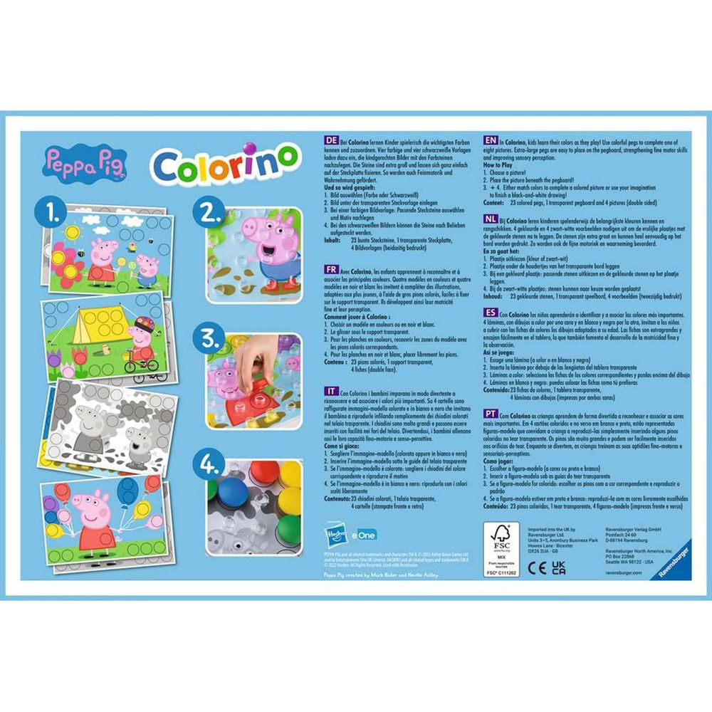 Peppa Pig Colorino: Gioco con cartelle e chiodini colorati.