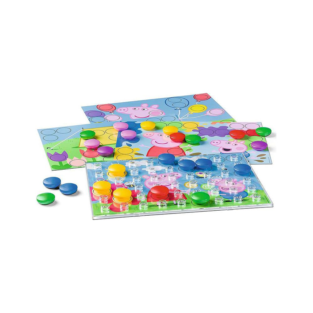Gioco Peppa Pig con pioli colorati su due livelli.