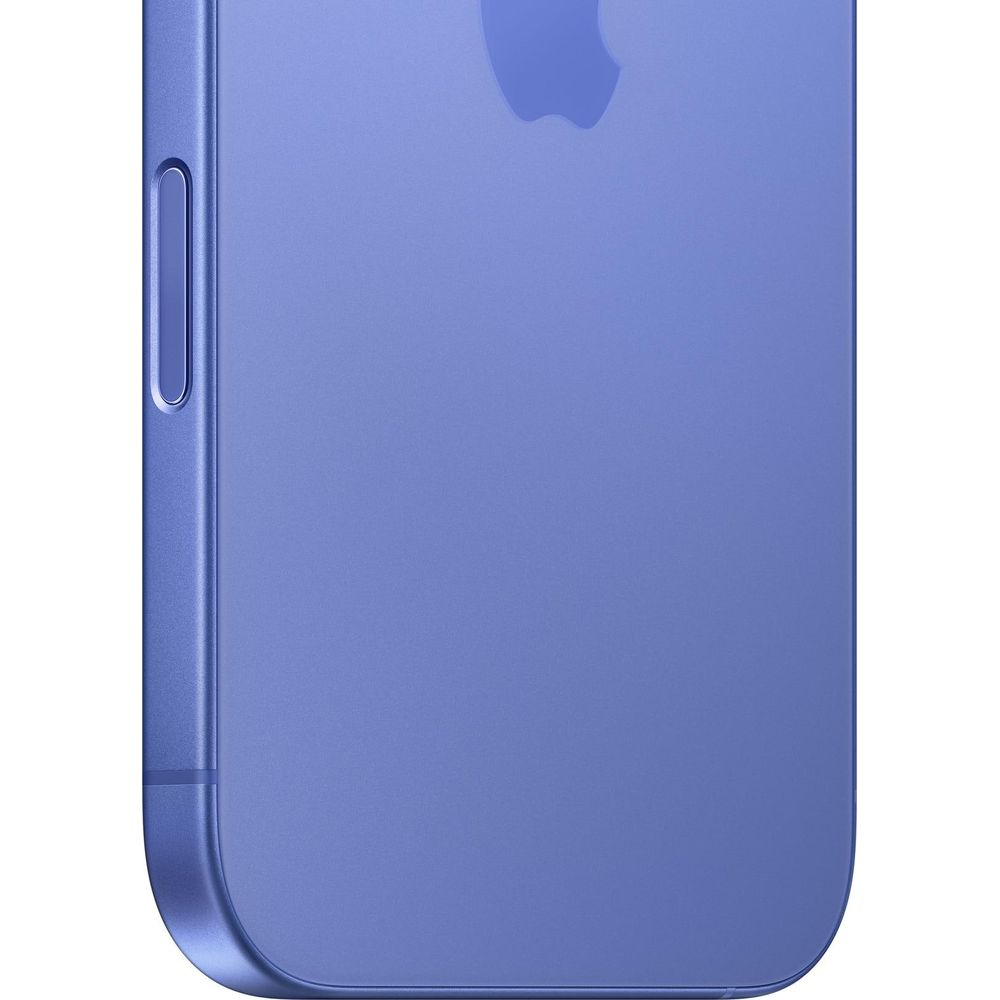 Fioletowy iPhone z logo Apple. Prawa strona pokazuje przełącznik wyciszenia.