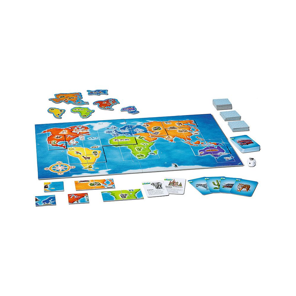 Gioco da tavolo mappa del mondo con carte animali