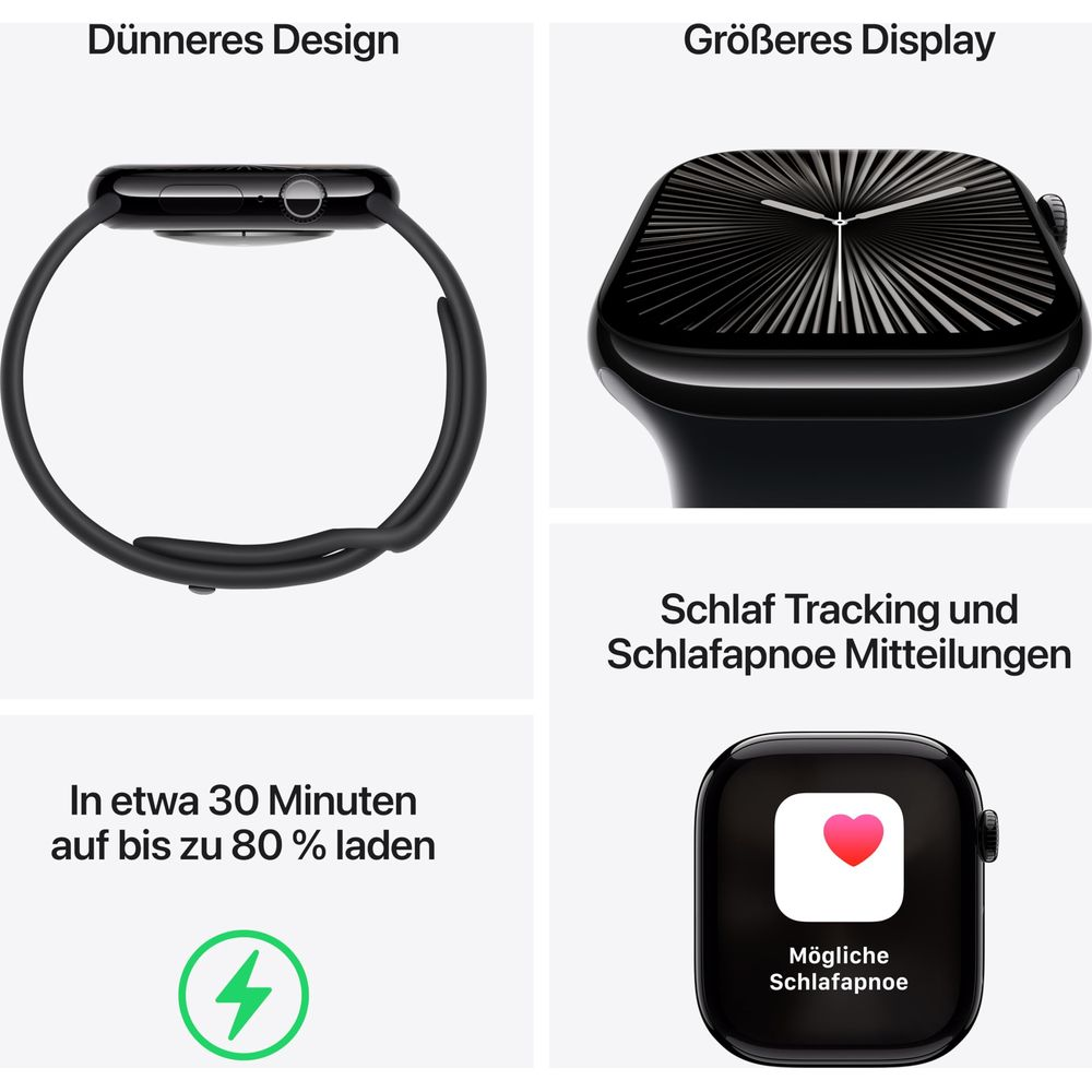 Apple Watch: smuklejszy, większy wyświetlacz, szybkie ładowanie, śledzenie snu.