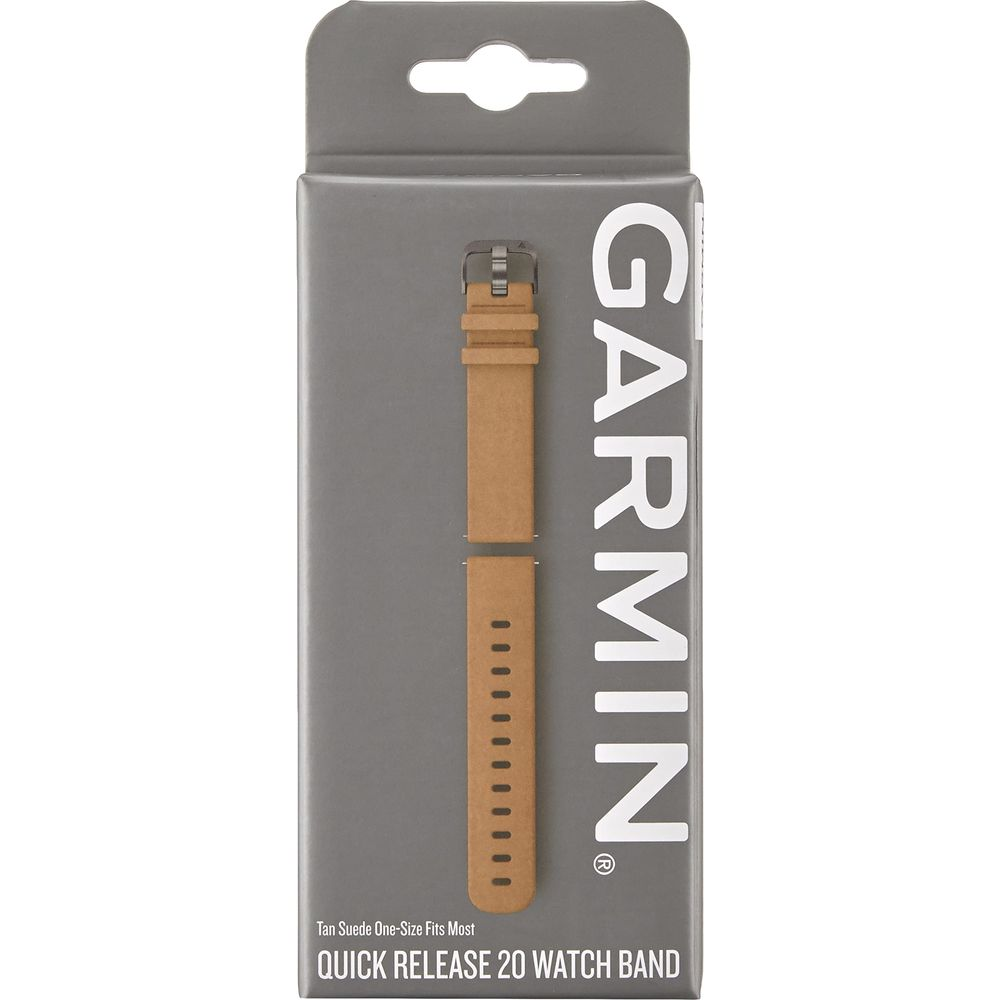 Correa de reloj Garmin de gamuza color canela.