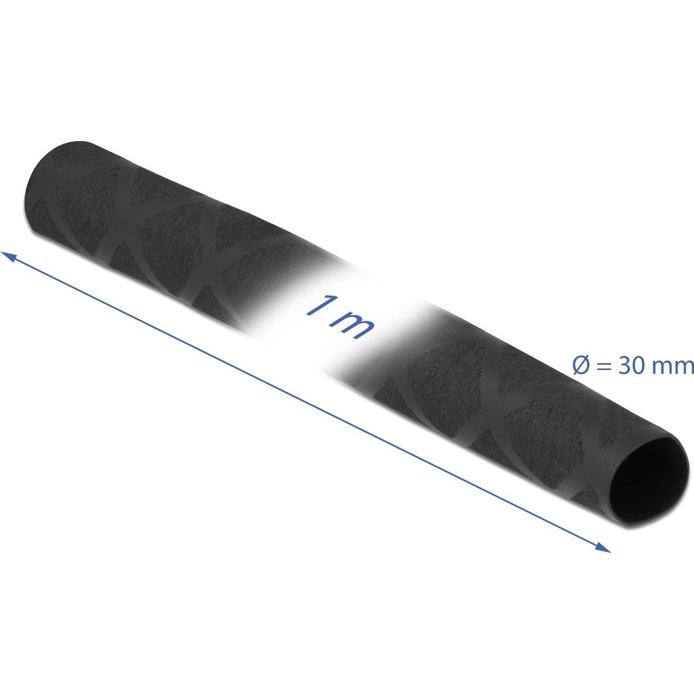 Schwarzer Schlauch, 1m lang, 30mm Durchmesser, mit Muster.