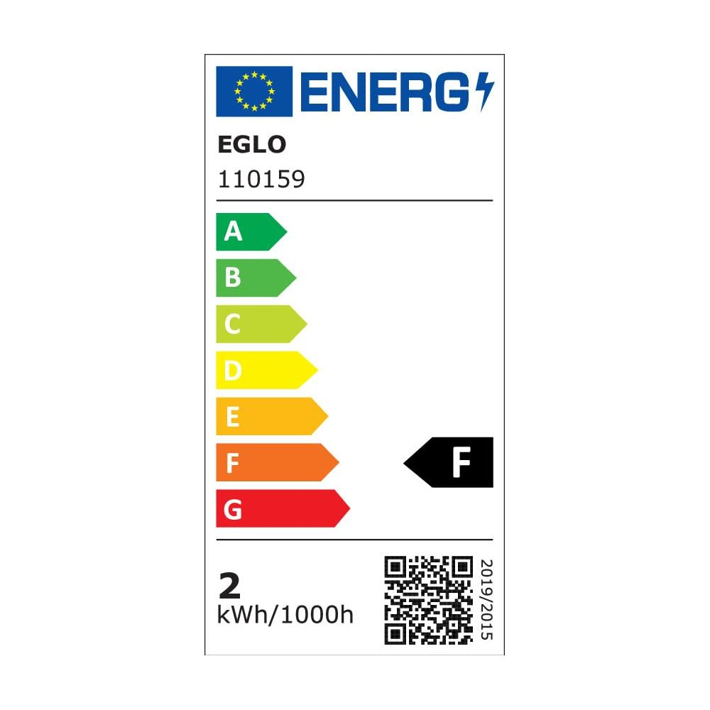 Étiquette énergétique EGLO 110159. Efficacité F. 2 kWh/1000h.