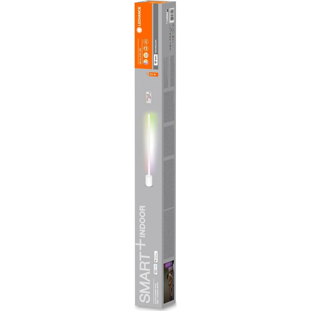 Confezione lampada da terra LEDVANCE SMART+ INDOOR, cambio colore RGB e bianco tunable.