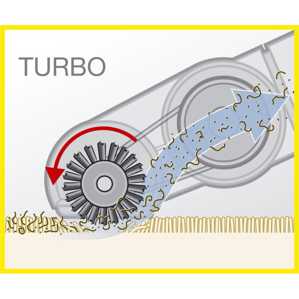 Cepillo recoge escombros; modo turbo activado.