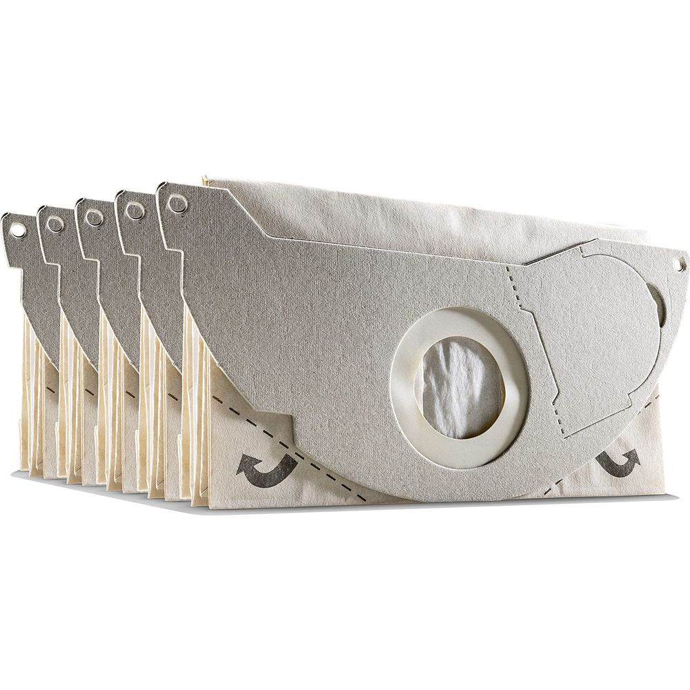 Rząd papierowych worków do odkurzacza ustawionych obok siebie.