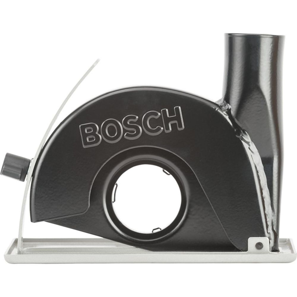 Carter noir Bosch pour meuleuse d'angle avec raccord de tuyau métallique.