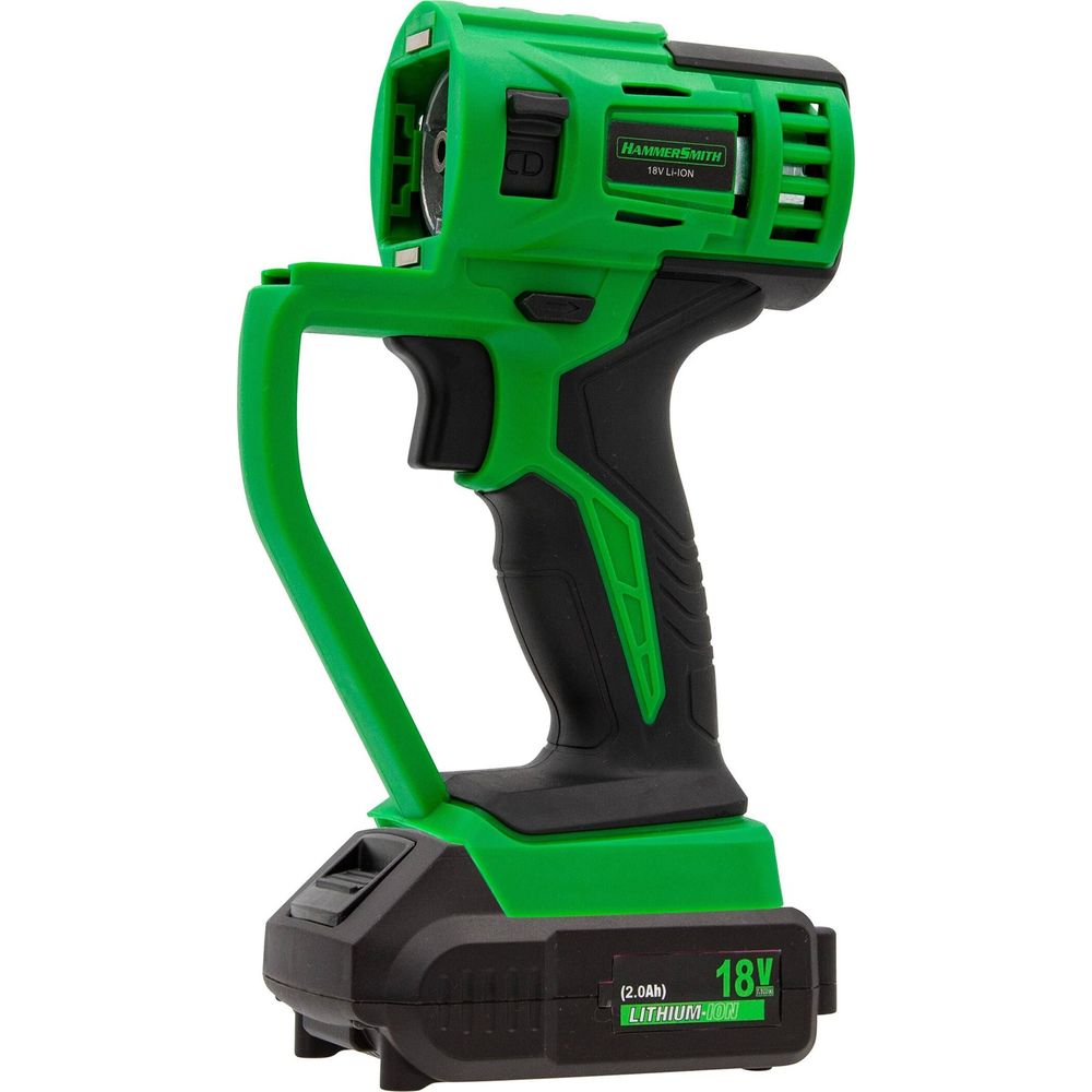 Grüner und schwarzer HammerSchmied 18V Li-Ionen-Akku-Arbeitsscheinwerfer.