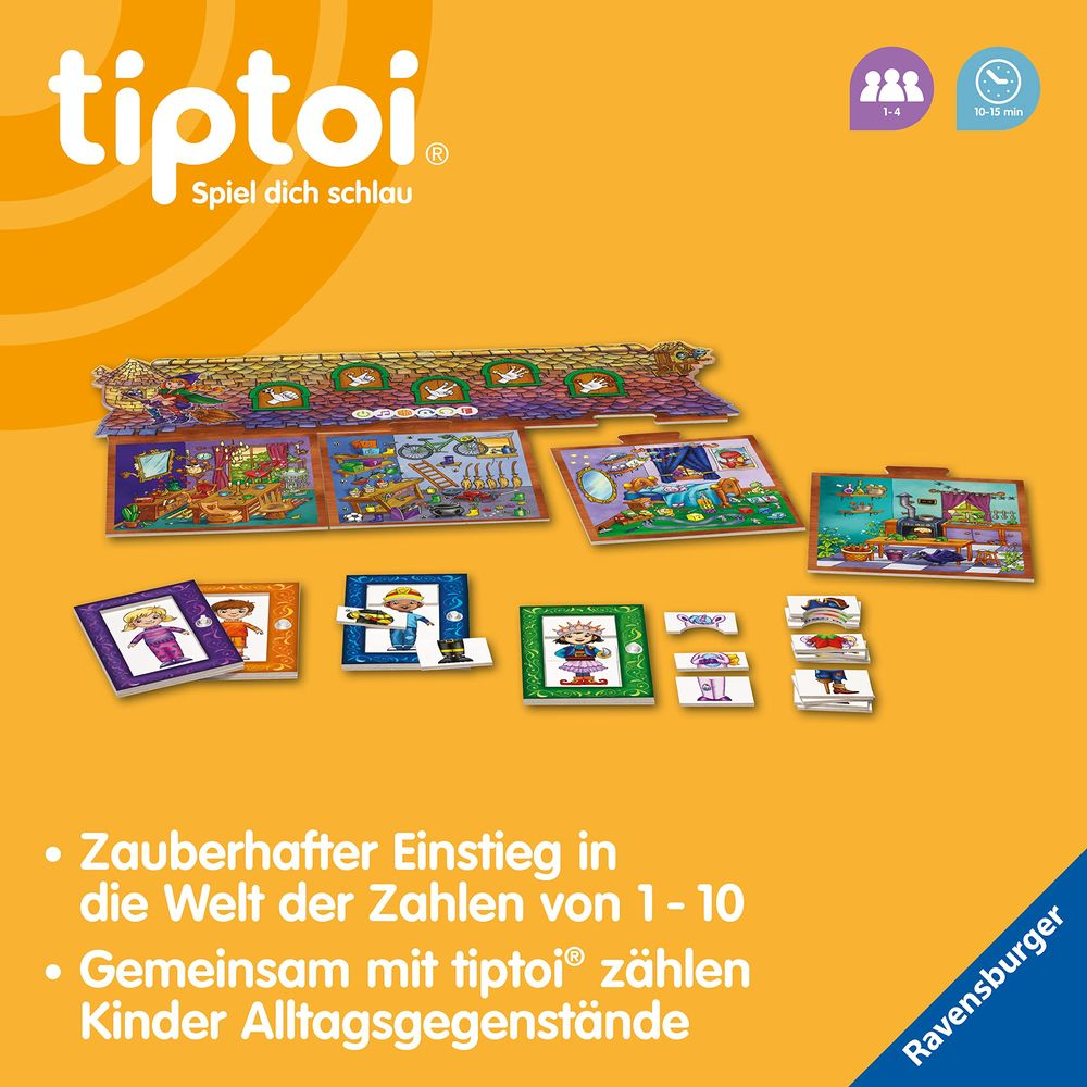 Tiptoi-Spiel mit Häusern und Figuren, Zahlen lernen.