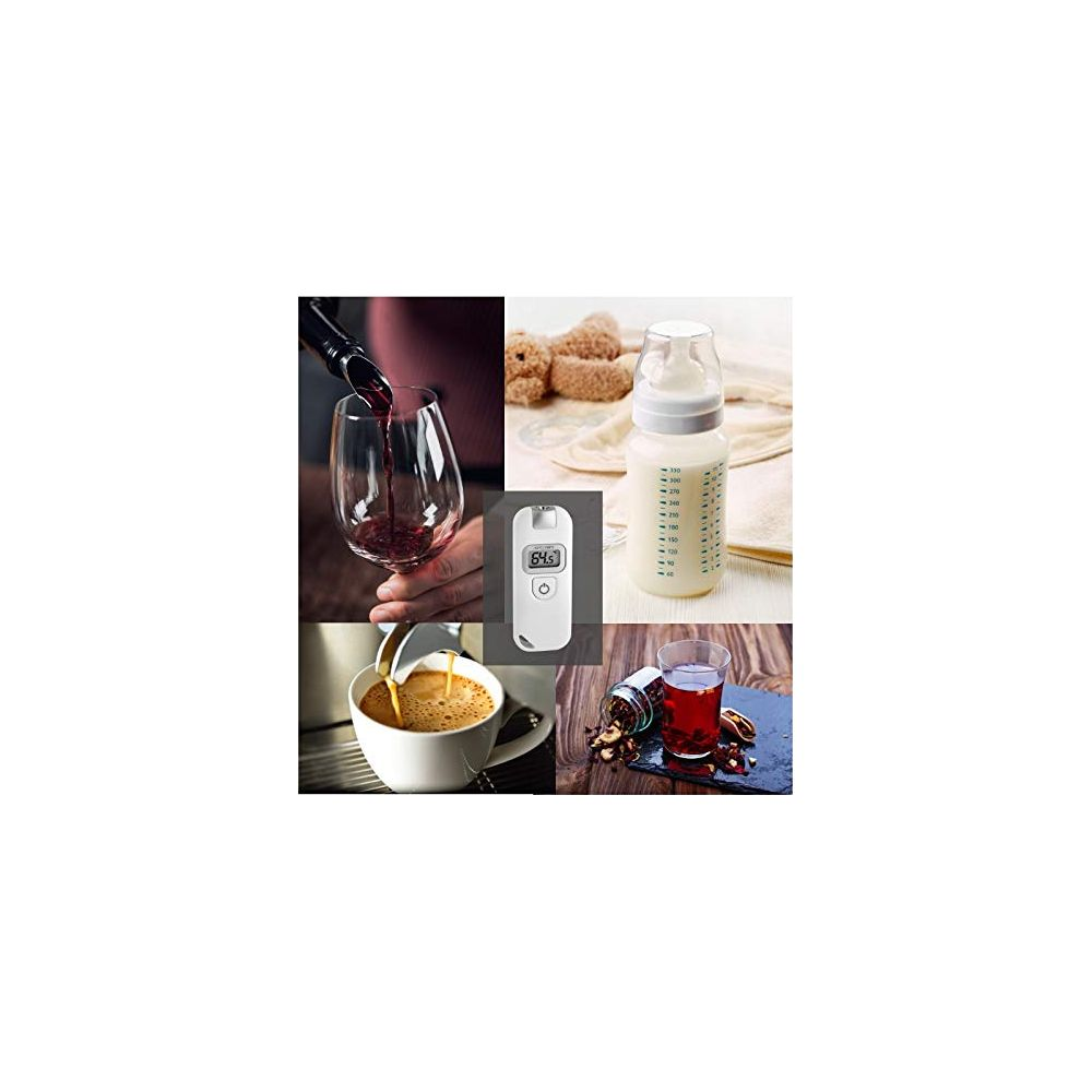 Collage: Wein wird eingegossen, Teddybär, Milchflasche, Kaffee, Thermometer und Tee.