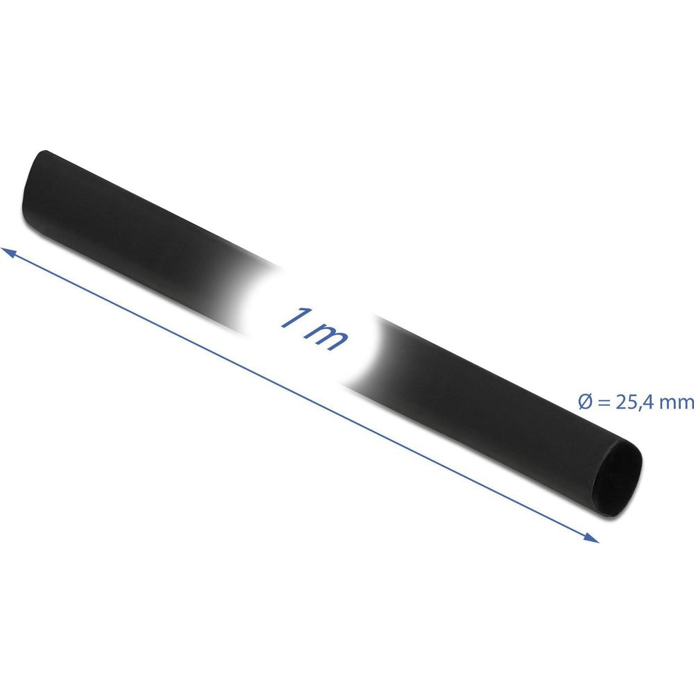 Schwarzer Schrumpfschlauch, 1 m lang, 25,4 mm Durchmesser.