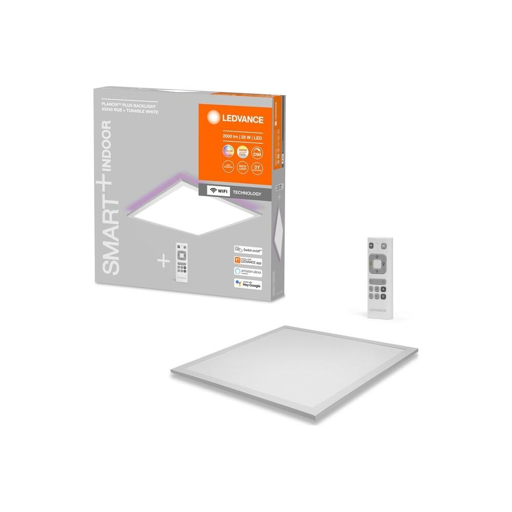 LEDVANCE Smart+ Indoor Panel mit Fernbedienung und Verpackung.