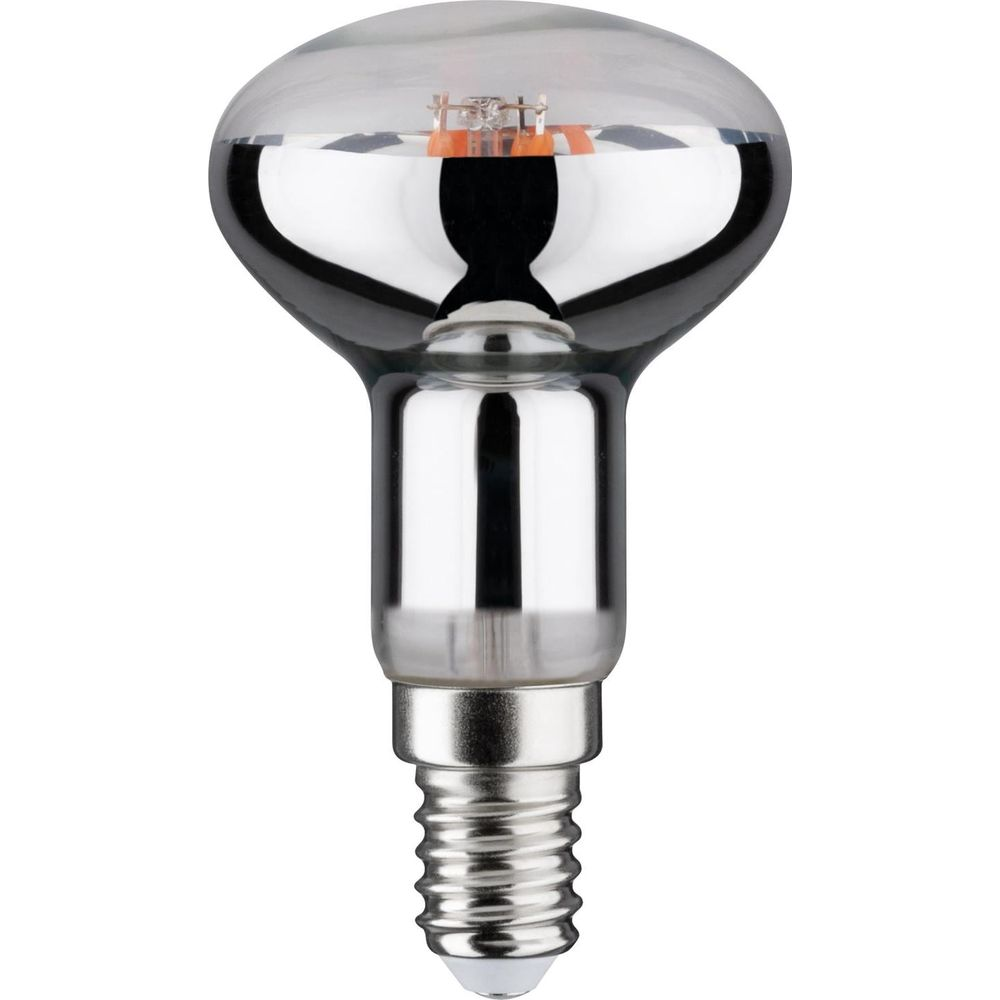 Srebrna żarówka LED z odbijającą główką i gwintowaną podstawą.