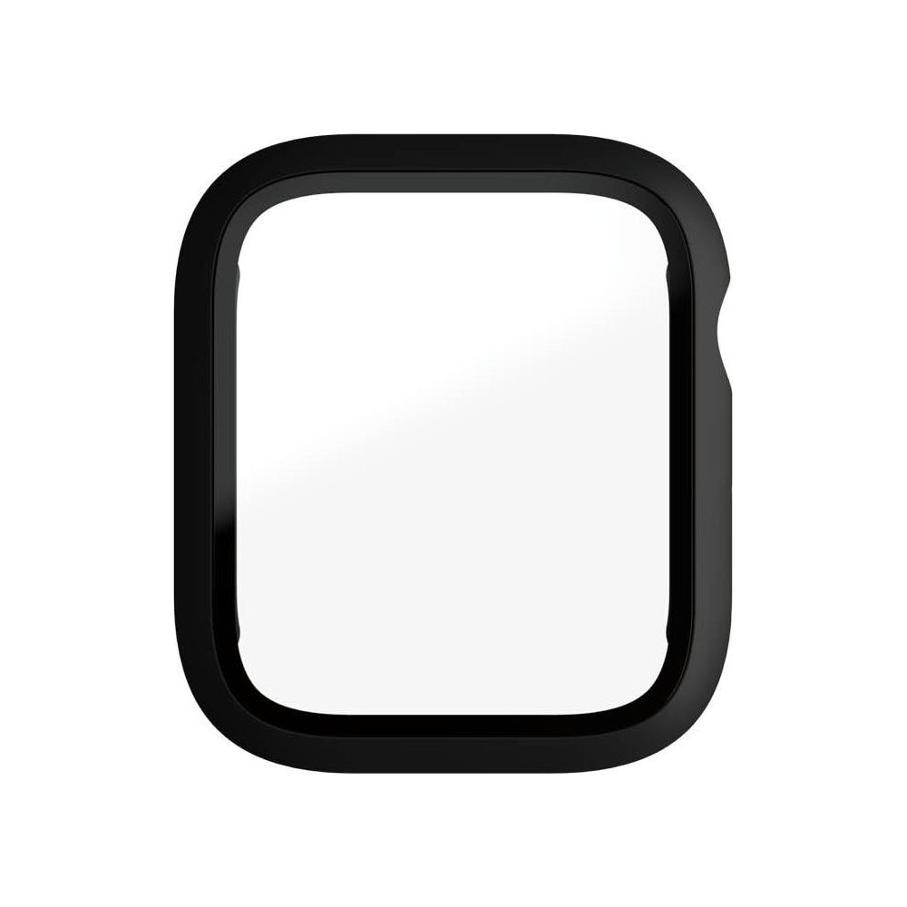 Czarna ramka z przezroczystym środkiem, na białym tle.