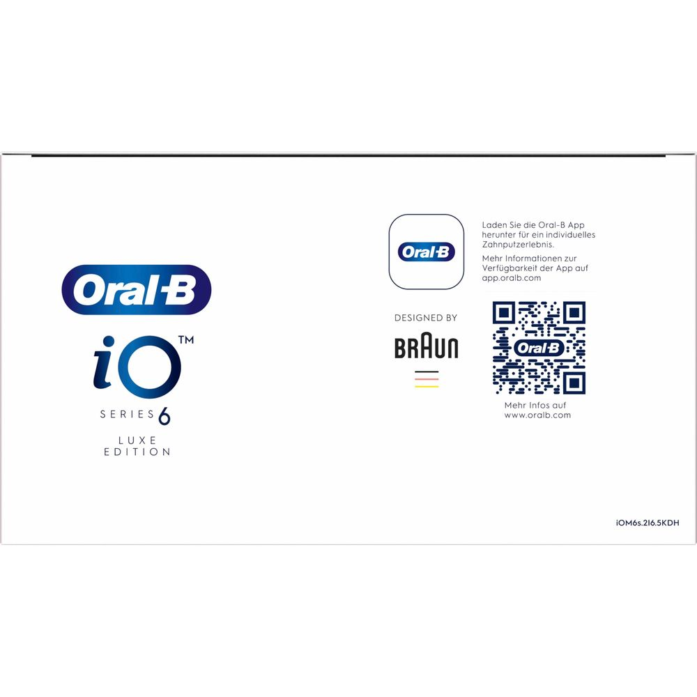 Logo Oral-B iO Series 6 Luxe Edition z designem Braun i kodami QR.
