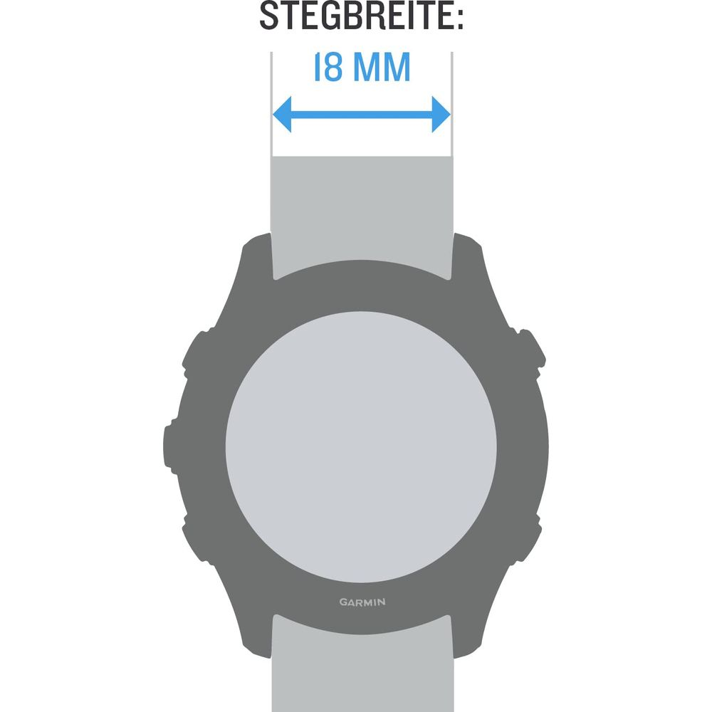 Szara koperta zegarka Garmin ze wskazaniem 18 mm.