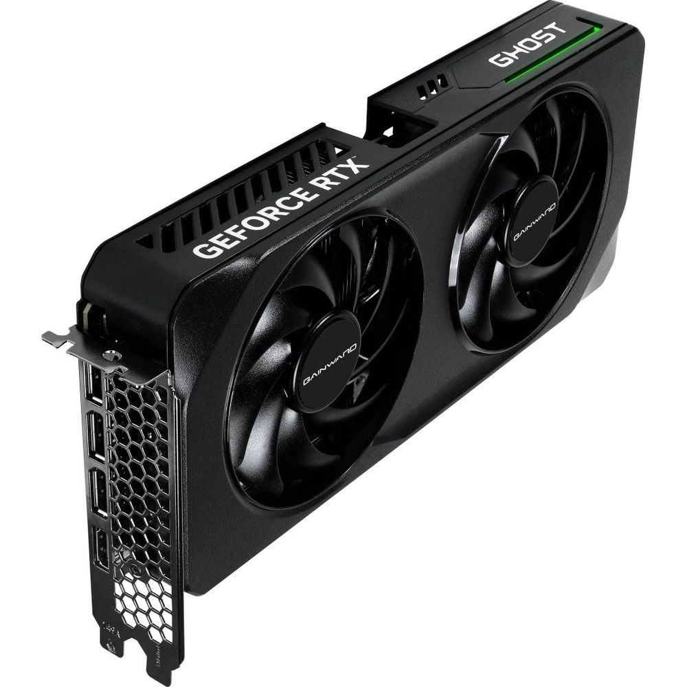 Scheda grafica nera con due ventole e scritta GeForce RTX.