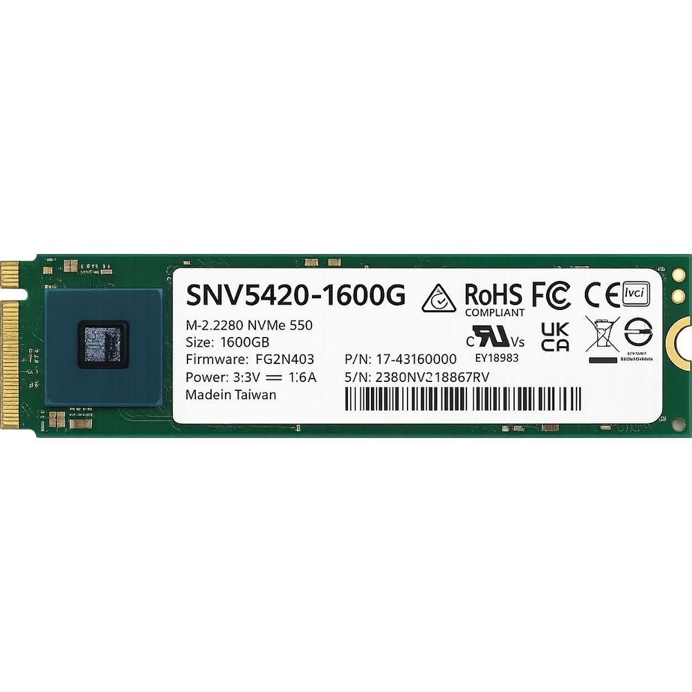Zielony dysk SSD NVMe M.2 2280 o pojemności 1600 GB, model SNV5420-1600G.