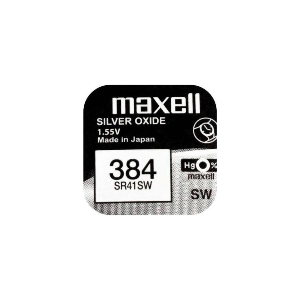 Maxell 384 SR41SW Silberoxid-Batterie, 1.55V, Made in Japan.