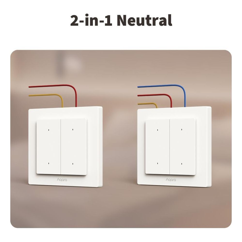 Zwei weiße Lichtschalter mit zwei Tasten nebeneinander, mit Drähten.