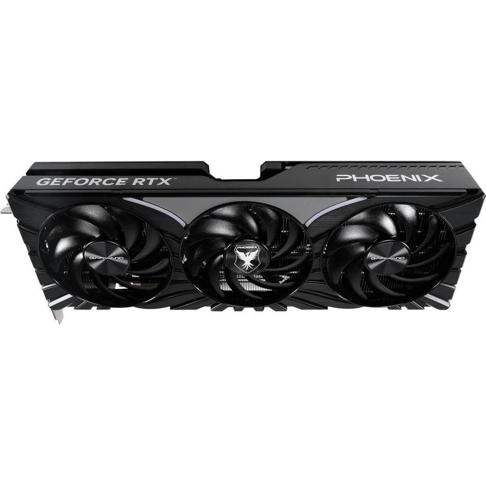 Una scheda grafica nera con tre ventole e marchio GeForce RTX.
