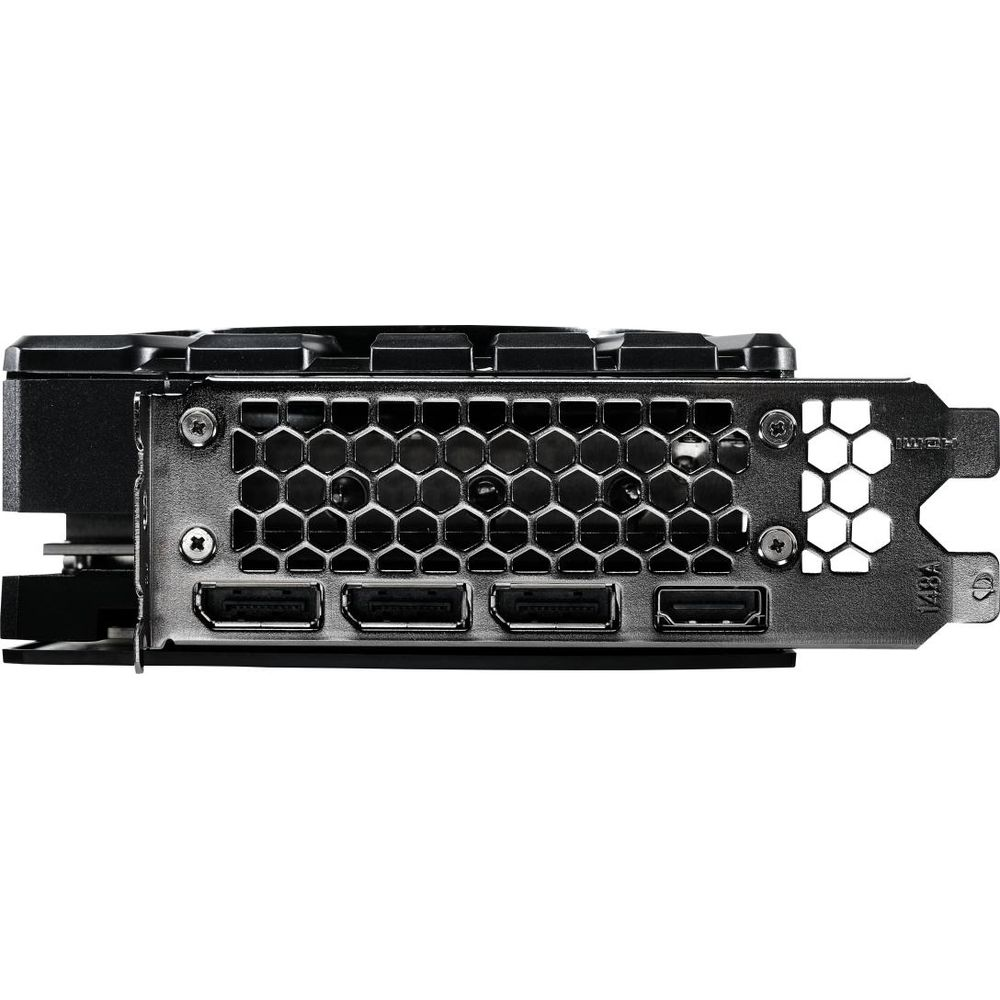 Retro di una scheda grafica con porte: 3x DisplayPort, 1x HDMI.