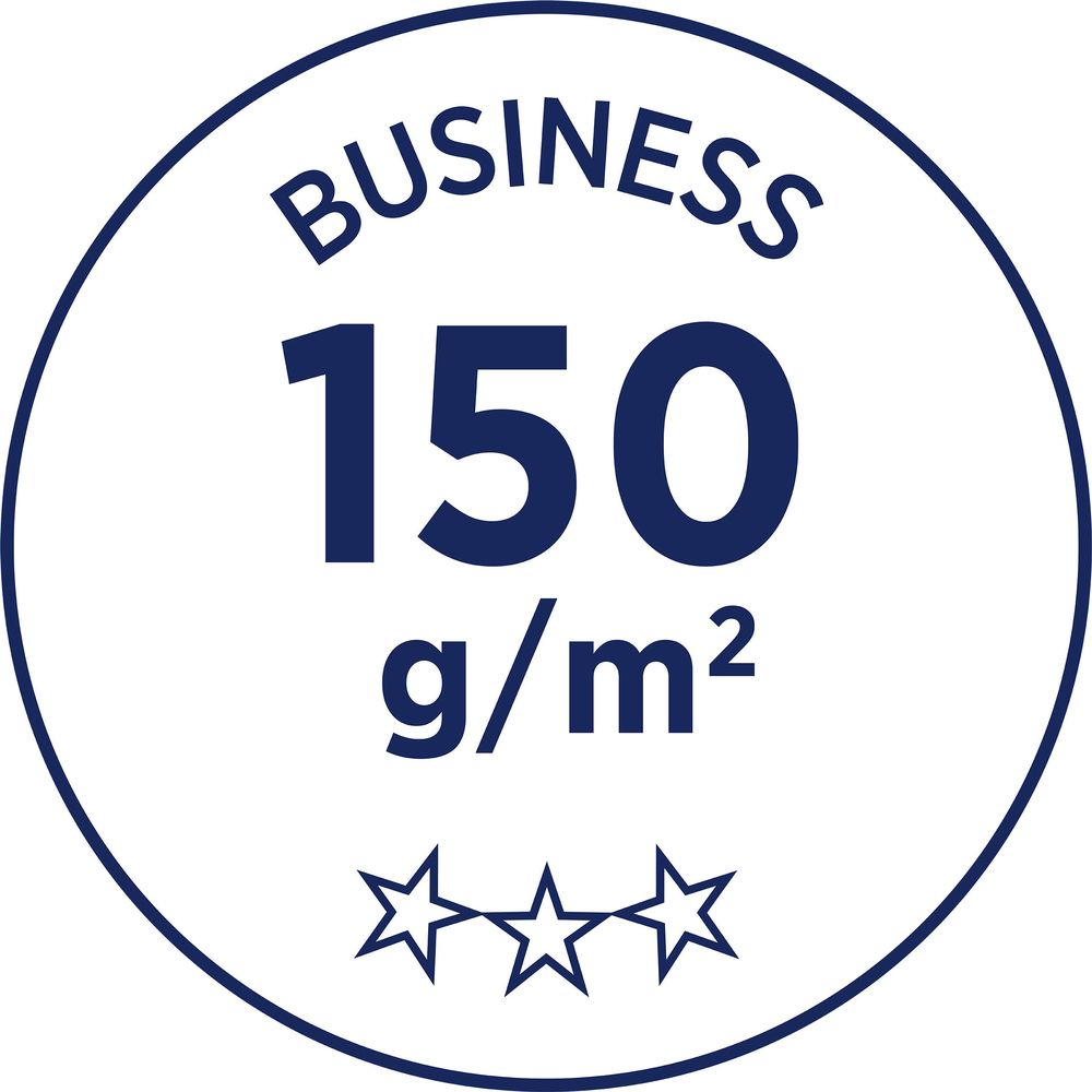 Geschäftlich 150 g/m² mit drei Sternen in einem Kreis.