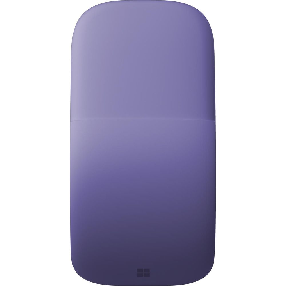Un oggetto viola arrotondato con logo Microsoft in basso.