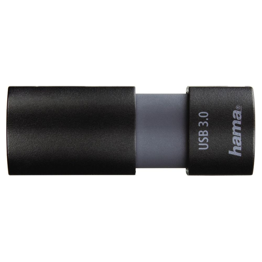 Clé USB noire avec connecteur rétractable et logo "hama".