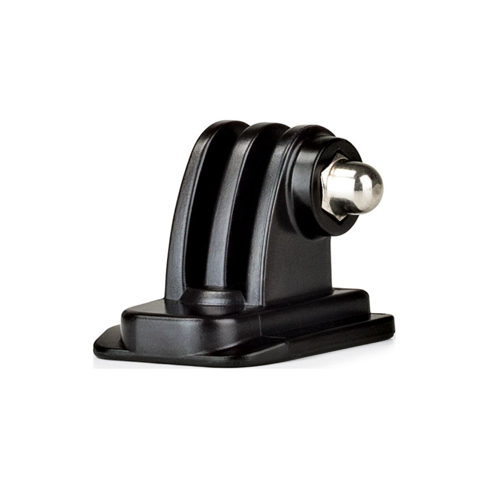 Un adattatore di montaggio per fotocamera nero con bullone argentato.