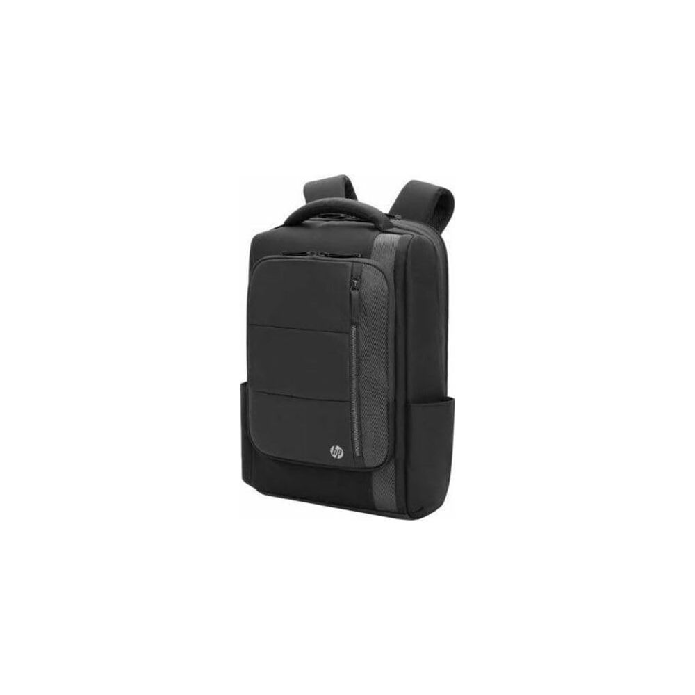 Zaino nero HP con scomparto imbottito e tasche laterali.