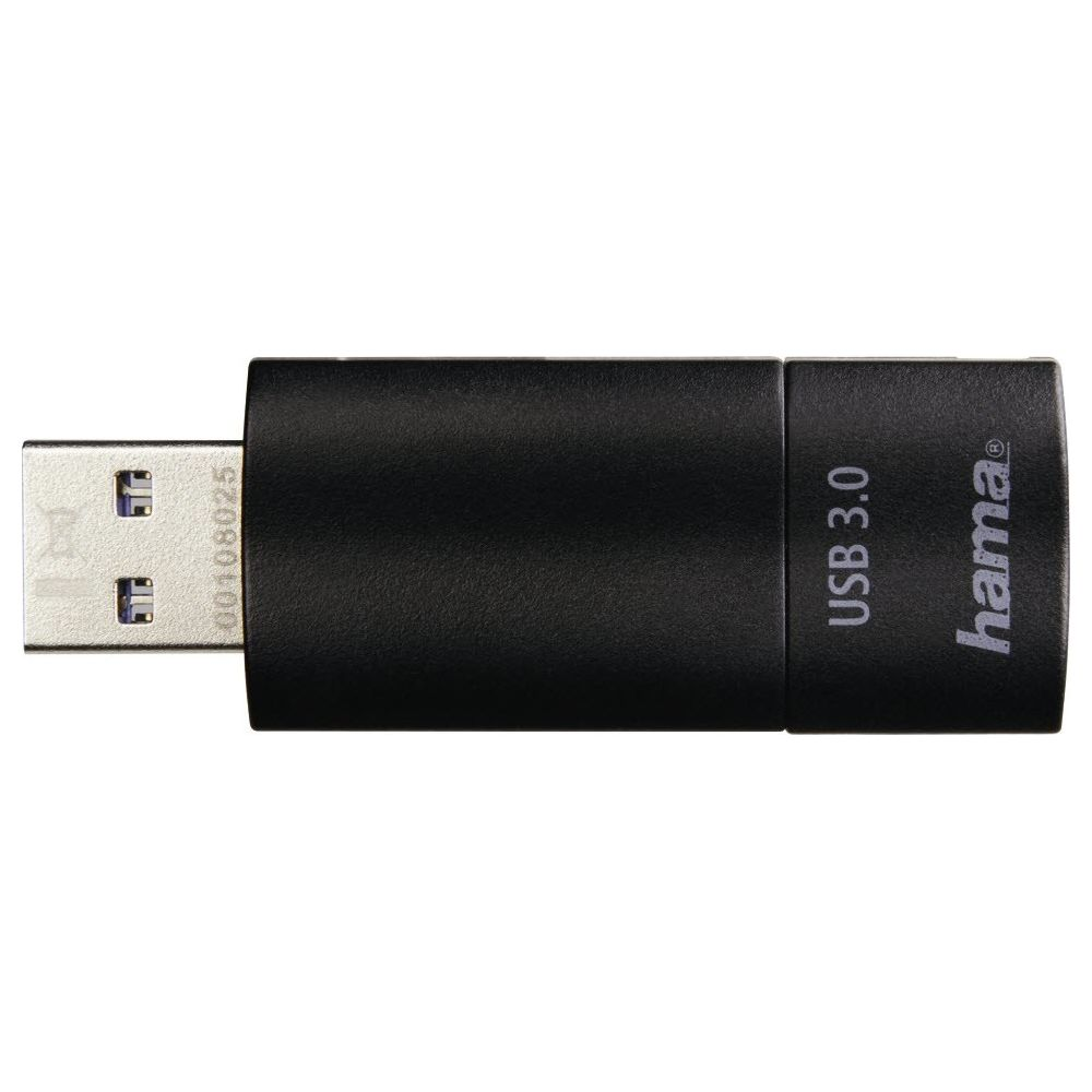 Clé USB noire avec logo Hama et inscription USB 3.0.