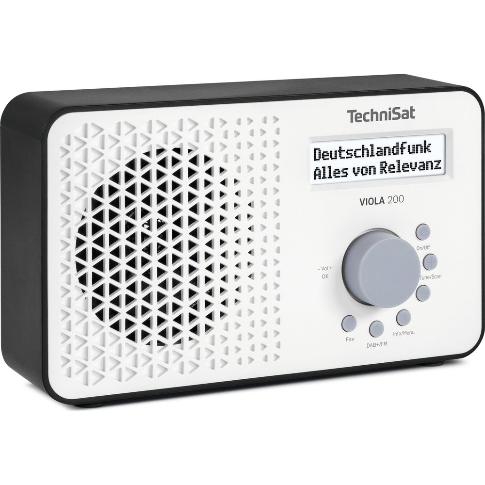TechniSat Viola 200 DAB+ radio with speaker and control buttons.