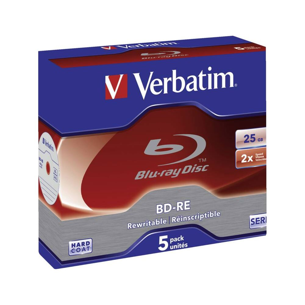 Verbatim Blu-ray Disc BD-RE opakowanie 5 szt., 25 GB, prędkość 2x.