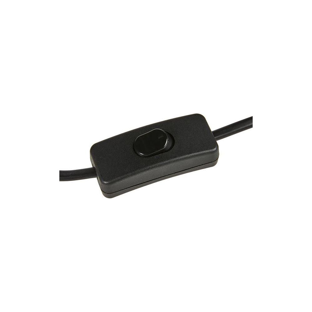 Ein schwarzer Kippschalter mit einem Kabel an jedem Ende.